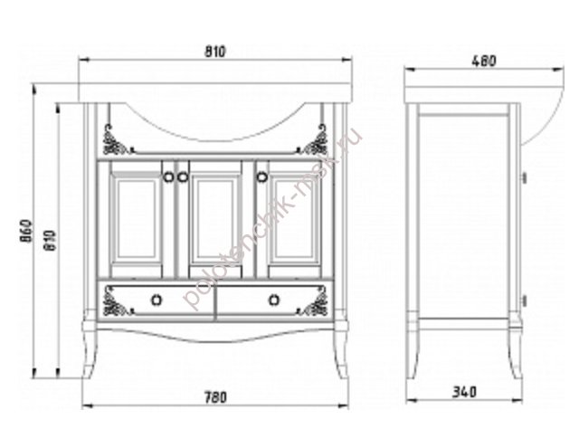 Комплект мебели ASB-Woodline Салерно 80 антикварный орех (9696/16696/9691)