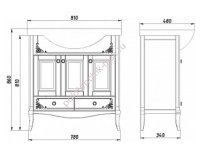 Комплект мебели ASB-Woodline Салерно 80 белый/патина серебро (9696/16696/9691)