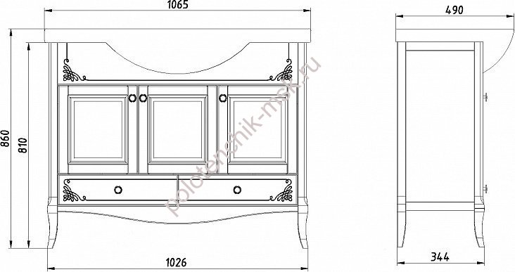 Комплект мебели ASB-Woodline Салерно 105 белый/патина серебро (9697/19251/9692)