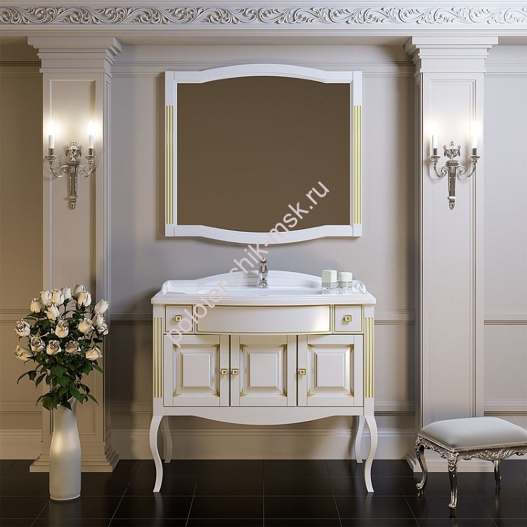 Мебель для ванной Opadiris Лаура белая с раковиной из литьевого мрамора