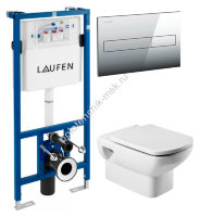 Комплект  Система инсталляции для унитазов Laufen Lis CW1 8.9466.0 + Кнопка смыва Laufen Lis 8.9566.1.004.000.1 хром + Крышка-сиденье Roca Dama Senso