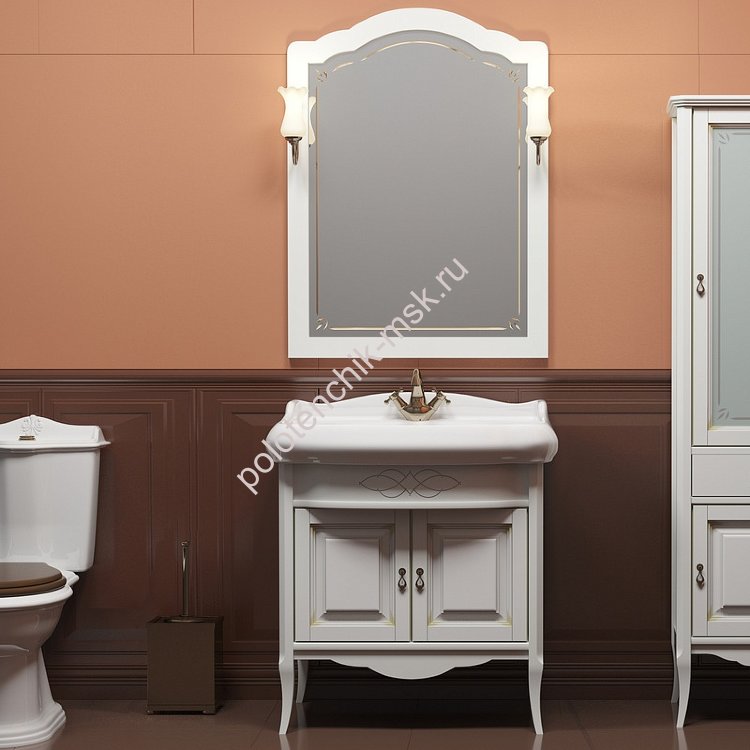 Мебель для ванной Opadiris Лоренцо 80 белая с патиной